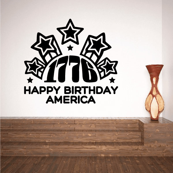 Image of 1776 Happy Birthday America Celebration Stars Decal