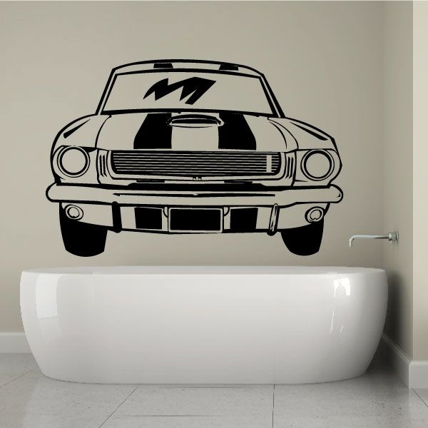 Classic car front decal with racing stripes and GT-style emblem