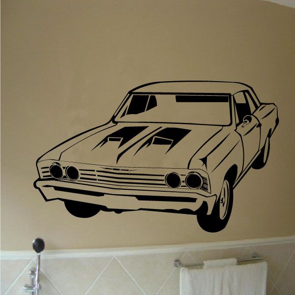 1967 Chevrolet Malibu decal, front car outline with black lightning stripe