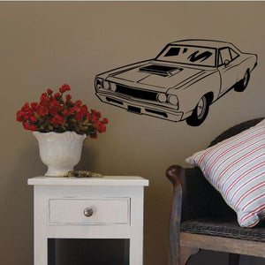 1968 Plymouth car wall decal with bold black-and-white graphic
