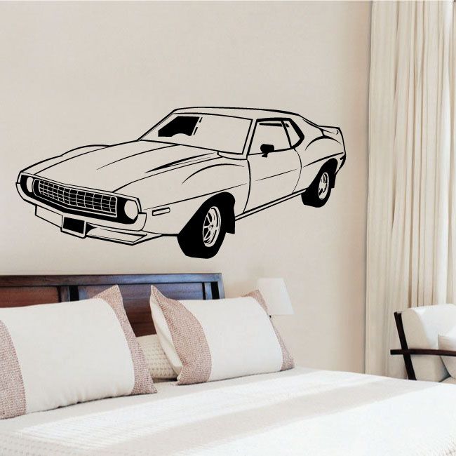 1971 AMC Javelin car wall decal, black line art with light gray details.