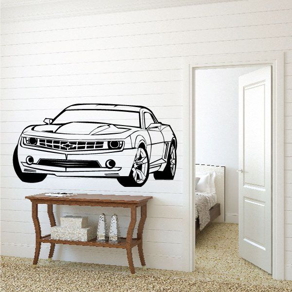 Black outline front-view car decal of a 2006 Chevrolet Camaro