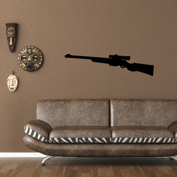 Rifle silhouette wall decal with black finish