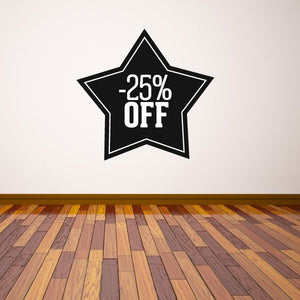 Black star wall decal with -25% OFF text