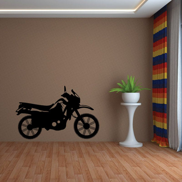 Dirt bike decal sticker, black 250cc-style motorcycle silhouette