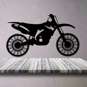 250cc 4-stroke dirt bike decal, black side-view bike silhouette with detailed wheels