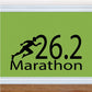 Marathon decal with black runner silhouette and “26.2 Marathon” text