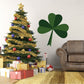 Green three-leaf clover wall sticker with ribbon tail