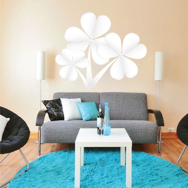 Image of 3 Leaf Clovers St Patrick's Day White Clovers Printed Die Cut Decal