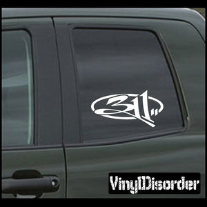 Car window decal with white 311 logo