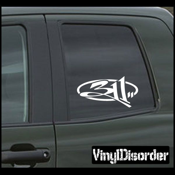 Car window decal with white 311 logo