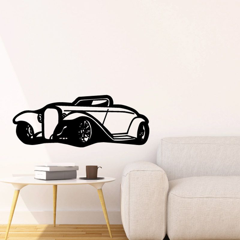 34 Ford convertible decal with black line art car side profile