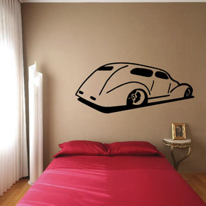 Black classic car decal with side profile on wall
