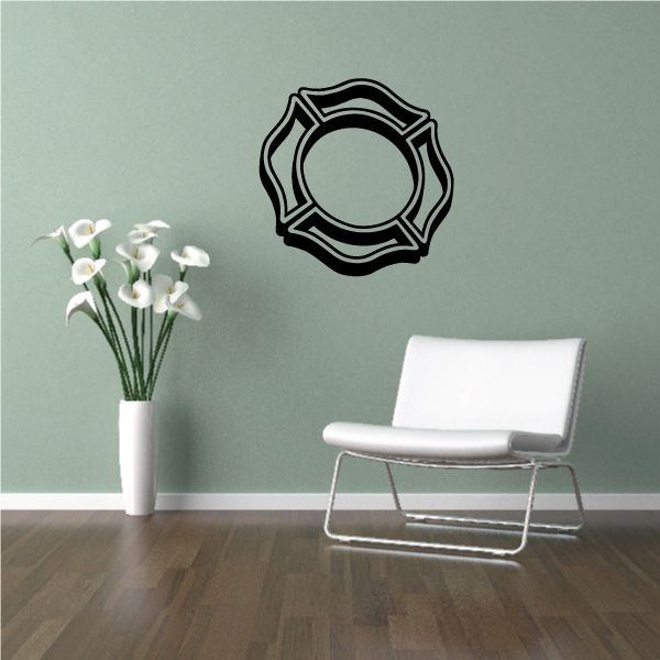 3D Maltese cross wall decal, black outline with circular center