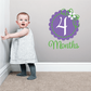 Purple baby growth wall decal: '4 Months' with '4'