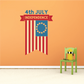 4th of July independence vertical flag decal, red-and-white stripes with blue star wreath