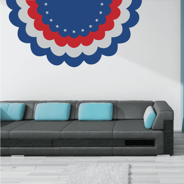 Red, white, and blue star bunting decal with scalloped cutout border