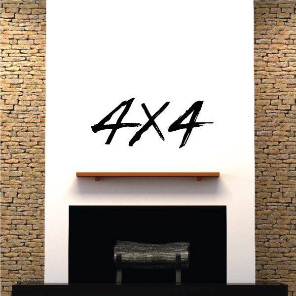 4x4 offroad decal sticker, black "4x4" lettering on white background