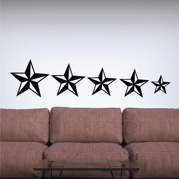 Five-point star wall decal set with alternating black star designs