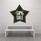Star-shaped vinyl wall decal with -50% sale text