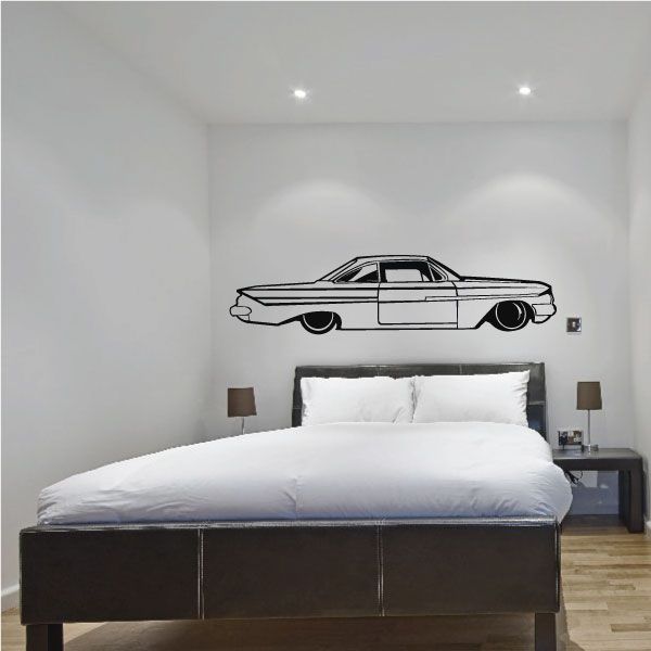 Black line-art lowrider car wall decal