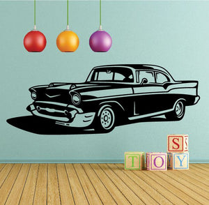 Vintage 1957 Chevy Bel Air car decal, black outline with white highlights