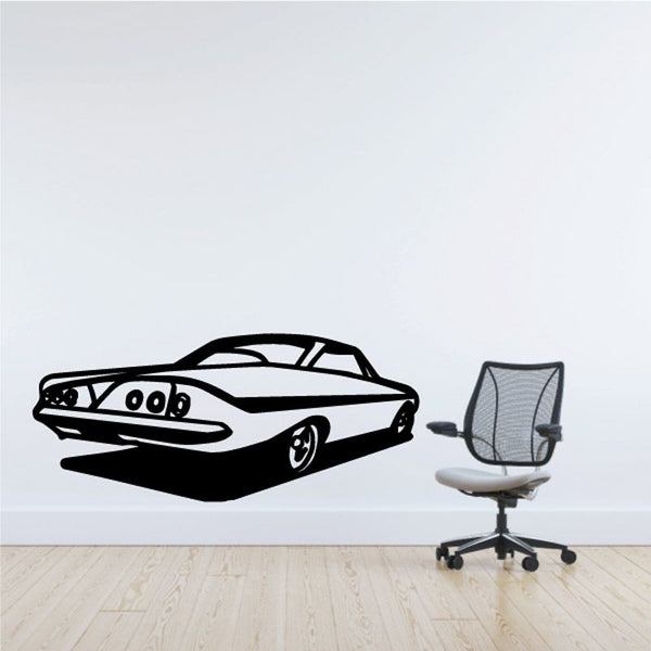 Black-and-white 1962 Impala-style side profile car decal