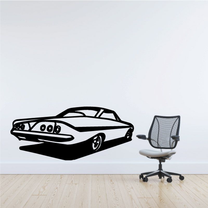 Black-and-white 1962 Impala-style side profile car decal