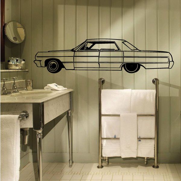 Impala 63 lowrider car wall decal in black outline lines