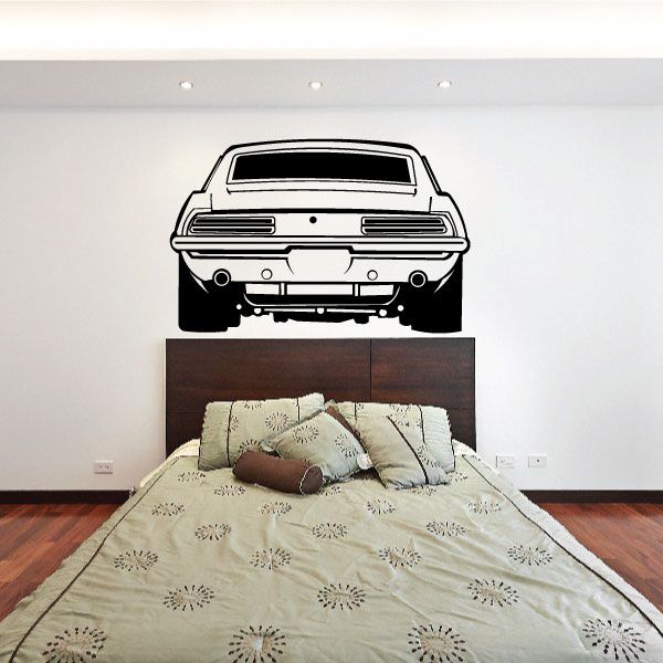1967 Camaro rear end decal with black outline and chrome grille illustration