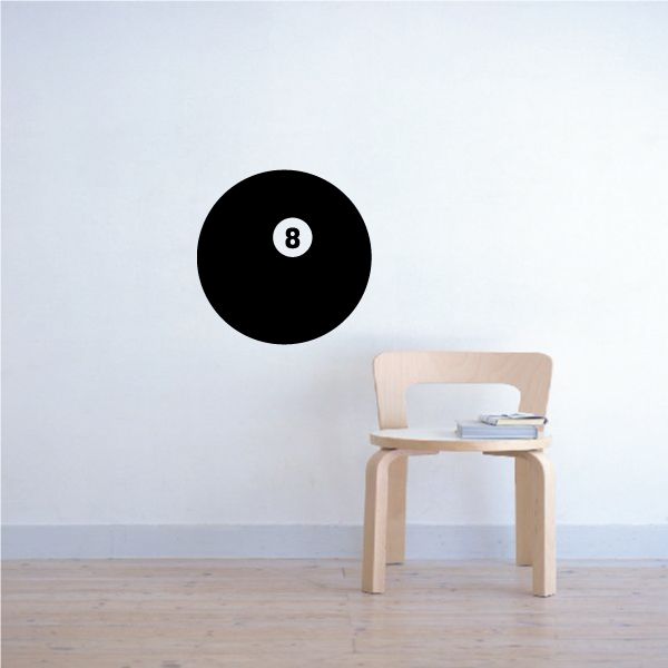 8 ball decal: black circle with white number 8