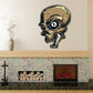Skull sticker with headphones and 8-ball eye motif