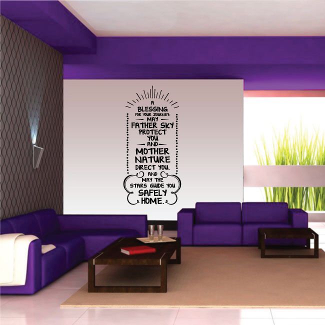 Irish Blessing wall decal with sunburst quote and home heart icon