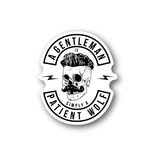 Image of A Gentleman is Simply A Patient Wolf Hipster Skull Sticker