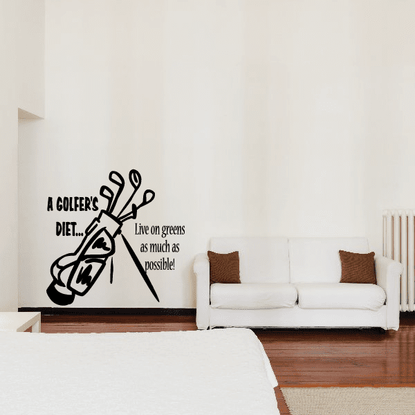 Wall decal: A golfer's diet live on greens with golf club hands graphic