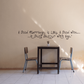 Wall decal text: “A good marriage is like a good wine”