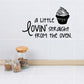 Cupcake wall decal with "A little lovin' straight from the oven" text and cupcake icon