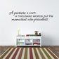 Quote wall decal with cursive text: A picture is worth a thousand words