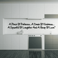 Wall decal quote in black script: "A Pinch of Patience..."