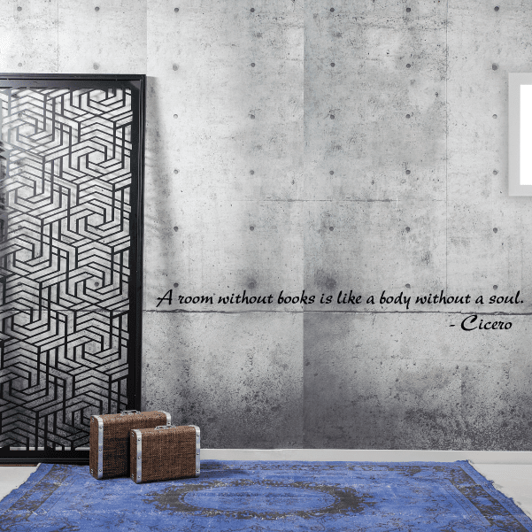 Wall decal with quote and “Cicero” text in black script