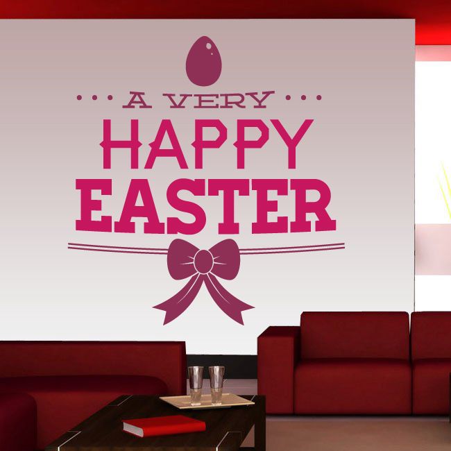 Image of A Very Happy Easter with Color Ribbon Printed Decal