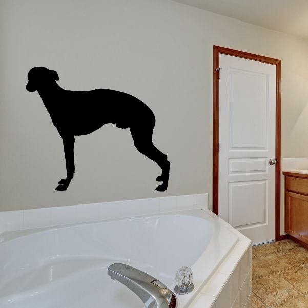 Dog decal with black standing silhouette