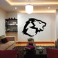 Bold wolf head wall decal with black and white abstract graphic