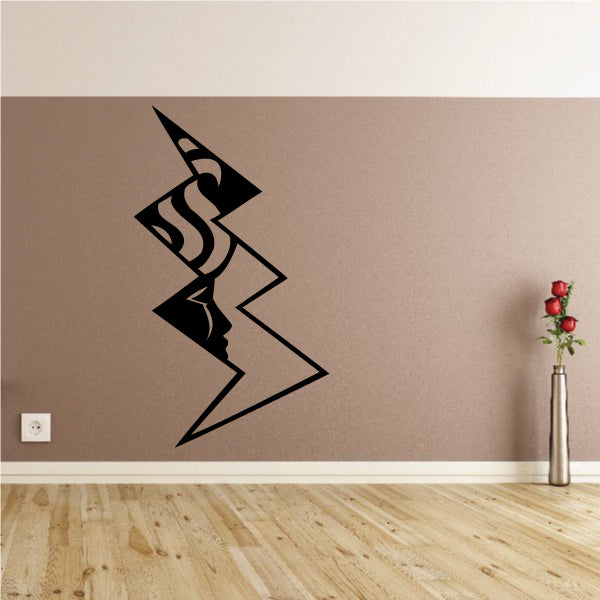 Abstract wall decal, black zigzag cloud lightning graphic