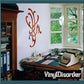 Abstract bird wall decal, reddish swirling design with branch-like curves.