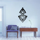 Abstract hanging spider wall decal, black with web-like body and diamond shape