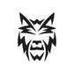 Abstract humble wolf head decal, black stylized angular face