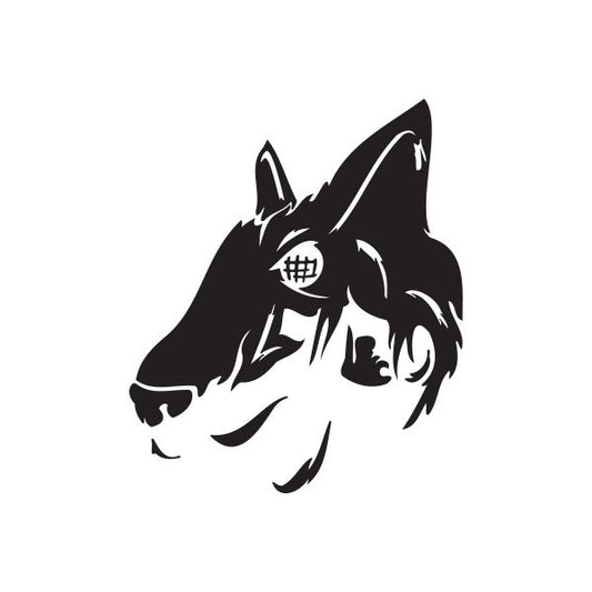 Image of Abstract Looming Wolf Head Decal