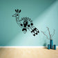 Abstract peacock eye wall decal, black stylized bird with large eye and crest