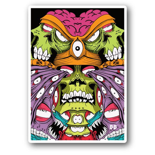 Image of Abstract Scary Green Skull Vinyl Sticker